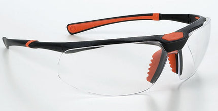 Safety Glasses Clear Lens, Black/ Orange Frame 