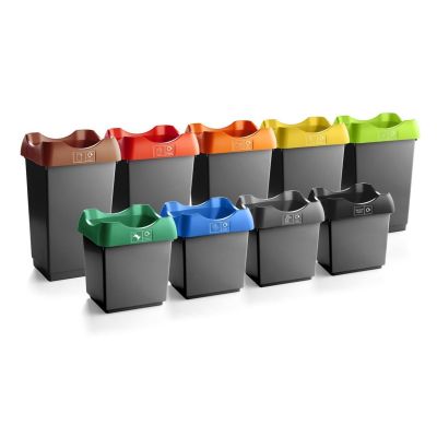 30L Recycling Bins with Coloured Lids & Stickers