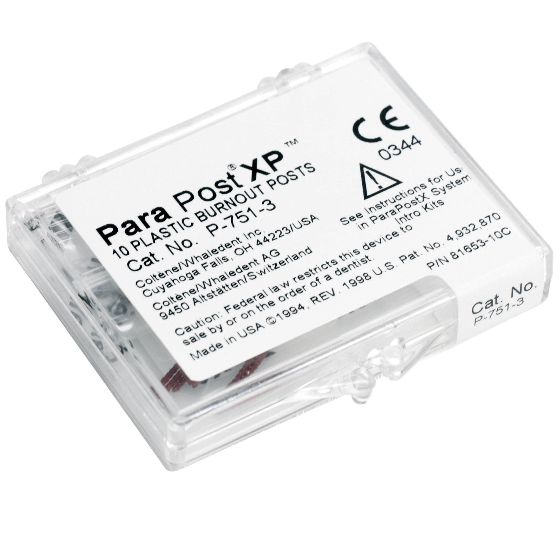 ParaPost XP Plastic Lab Burnout Posts P751-5B    1.25mm    Red 