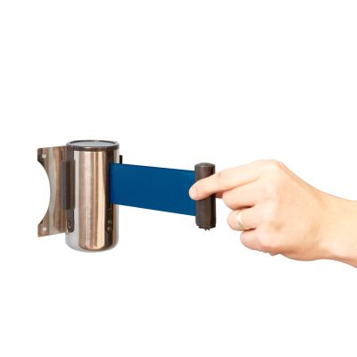 Wall Mounted Retractable Belt Barrier in Blue