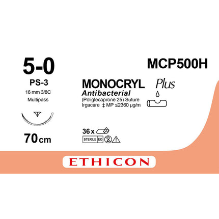 MONOCRYL Plus Suture MCP500H Gauge 5-0  70cm 