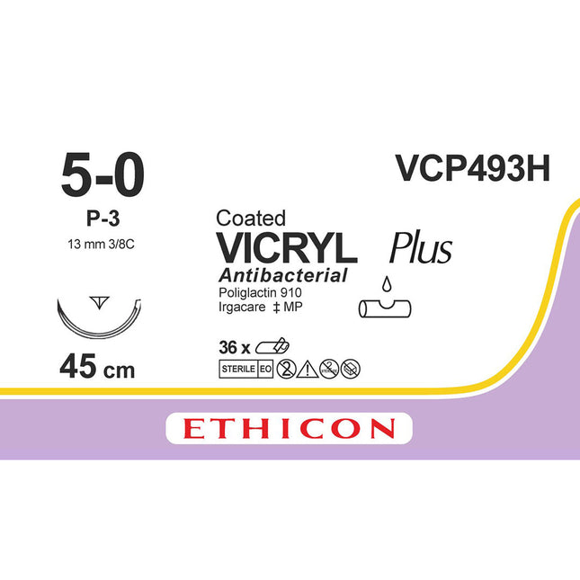 VICRYL Plus Suture VCP493H Gauge 5-0, Length 45cm 