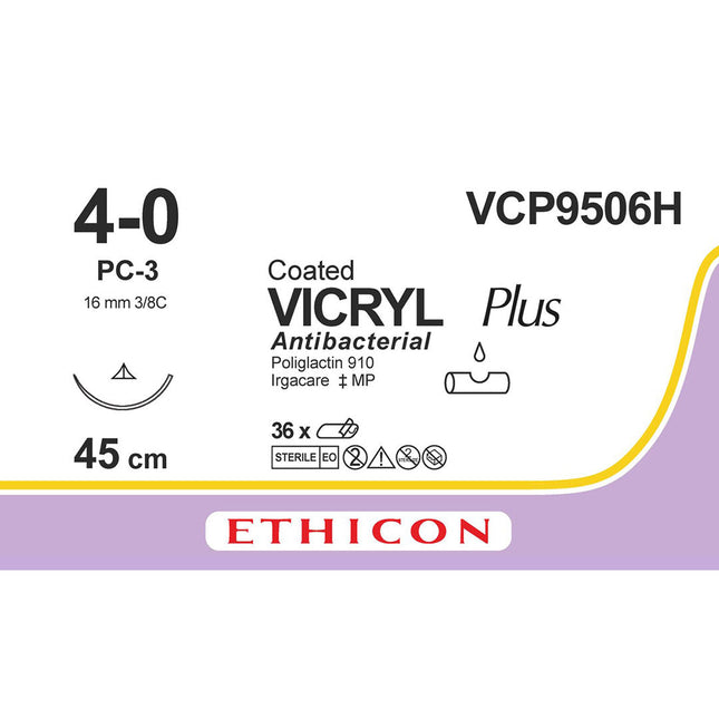VICRYL Plus Suture VCP9506H Gauge 4-0, Length 45cm 
