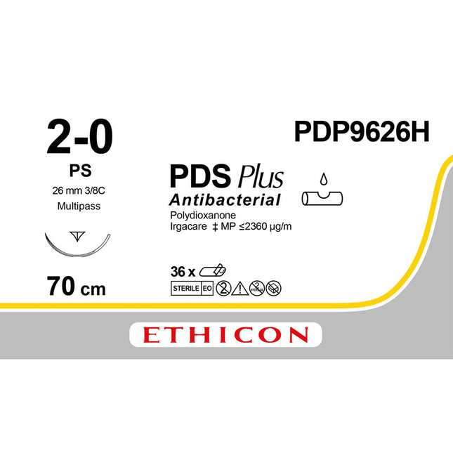 PDS Plus Suture PDP9626H Gauge 2-0, Length 70cm 