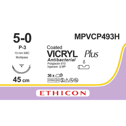 VICRYL Plus Suture MPVCP493H Gauge 5-0, Length 45cm 