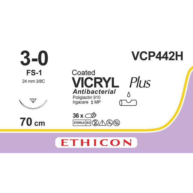 VICRYL Plus Suture VCP442H Gauge 3-0, Length 70cm 