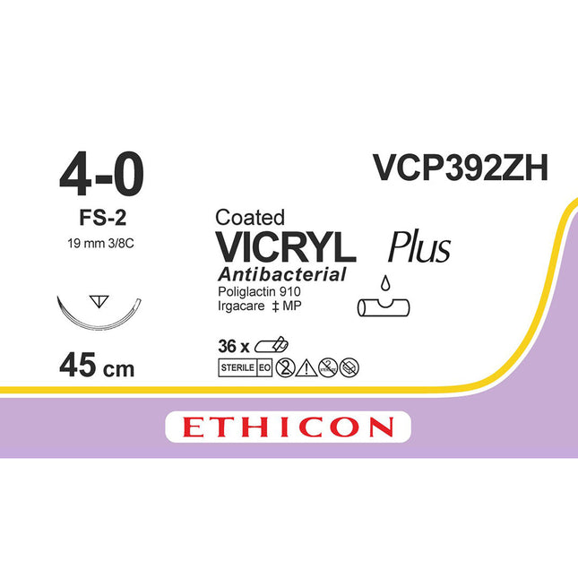 VICRYL Plus Suture VCP392ZH Gauge 4-0, Length 45cm 