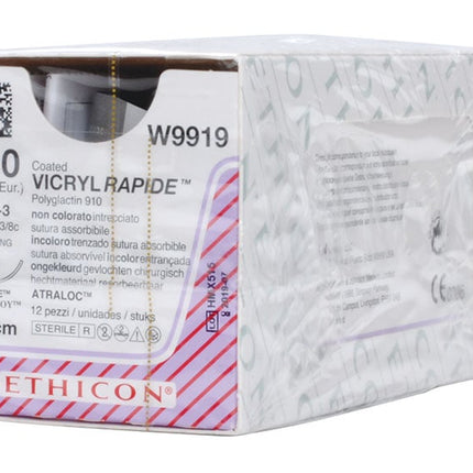 Vicryl Rapide Suture - Braided, Undyed, Absorbable W9919. Length: 75cm, Gauge 3/0 