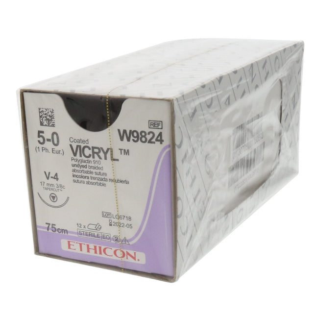 Vicryl Suture -  Undyed braided absorbable W9824. V4, Length: 75cm, Gauge: 5/0 