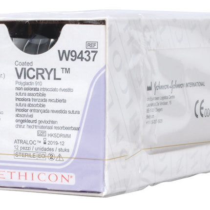Vicryl Suture, Coated - Absorbable, Braided, Undyed W9437. Length: 45cm, Gauge: 4/0 