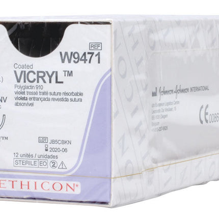 Vicryl Suture, Coated - Absorbable, Braided, Violet W9471. Length: 45cm, Gauge: 4/0 