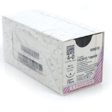 Vicryl Rapide Suture - Braided, Undyed, Absorbable W9918. Length: 75cm, Gauge: 4/0 