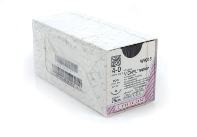 Vicryl Rapide Suture - Braided, Undyed, Absorbable W9918. Length: 75cm, Gauge: 4/0 