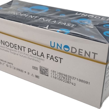 UnoDent PGLA Fast Absorbable Surgical Suture Gauge: 4/0, Length: 75cm, 3/8 circle, Cutting, 16mm, Prime 