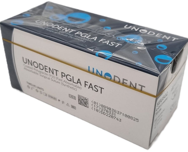 UnoDent PGLA Fast Absorbable Surgical Suture Gauge: 4/0, Length: 75cm, 3/8 circle, Cutting, 16mm 