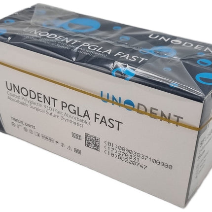 UnoDent PGLA Fast Absorbable Surgical Suture Gauge: 3/0, Length: 75cm, 3/8 circle, Reverse Cutting, 19mm, Prime 