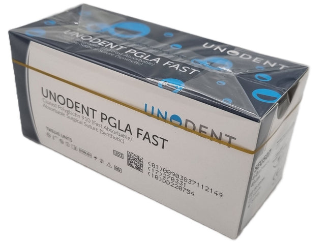 UnoDent PGLA Fast Absorbable Surgical Suture Gauge: 6/0, Length: 45cm, 3/8 circle, Reverse Cutting, 11mm, Prime 