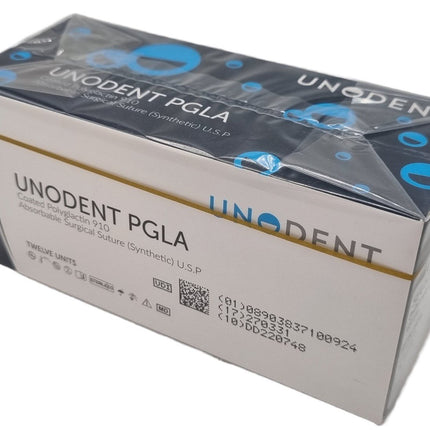 UnoDent PGLA Absorbable Surgical Suture U.S.P. Gauge: 3/0, Length: 45cm, 1/2 circle, Cutting, 22mm 