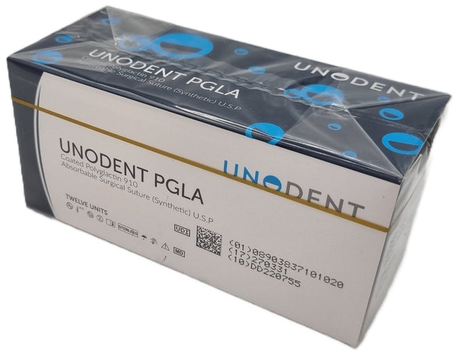UnoDent PGLA Absorbable Surgical Suture Gauge: 6/0, Length: 45cm, 3/8 circle, Reverse Cutting, 11mm Prime 