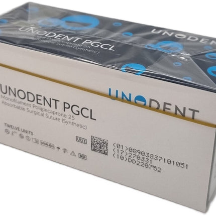 UnoDent PGCL Absorbable Surgical Suture Gauge: 5/0, Length: 45cm, 3/8 circle, Reverse Cutting, 16mm Prime 