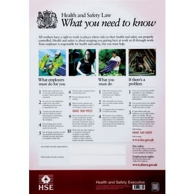 A2 New Health and Safety Law Poster 60 x 42 cms