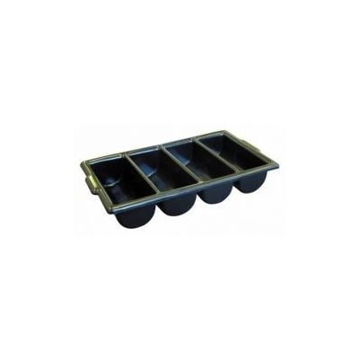 Plastic Cutlery Tray/Box with 4 Divisions in Black or Grey