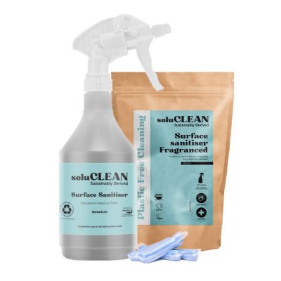 SoluCLEAN Surface Sanitiser Starter Pack Sachets and Bottle4Life