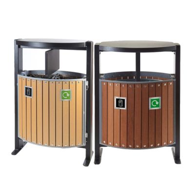 Trojan Outdoor Wood Effect Bin with x2 39L Liners