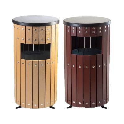 Trojan 33 Litre Round Wood Effect Outdoor Bin with Liner