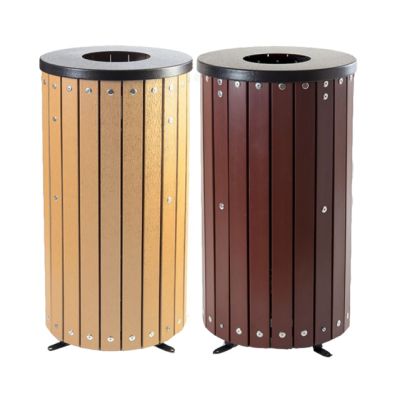 Trojan 40 Litre Open Top Wood Effect Outdoor Bin with Liner