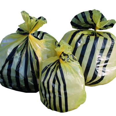 Yellow Tiger Stripe Medium Duty Waste Sacks 90L