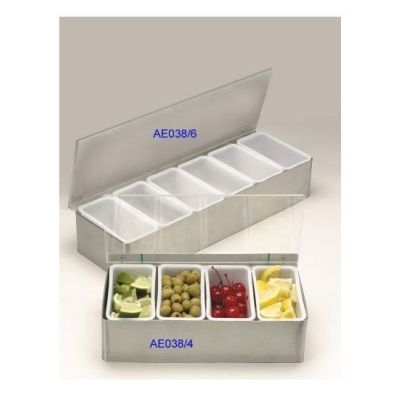 Condiment Holder with 6 Compartments in Stainless Steel