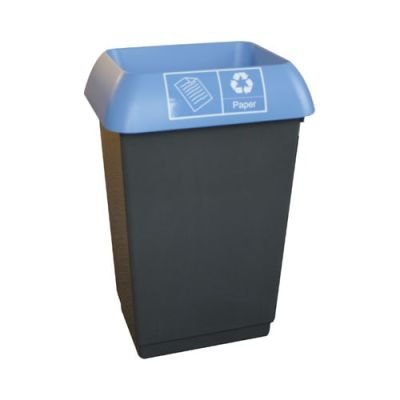 Paper Recycling Bin with Blue Lid 50 Litre