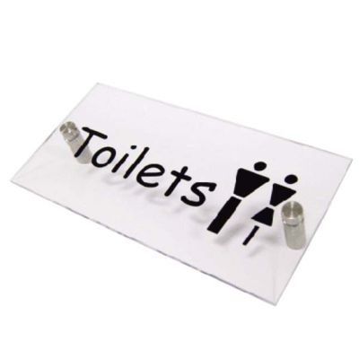 Clear Acrylic 'Toilets' Sign