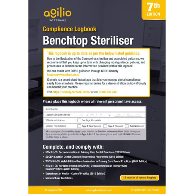Benchtop Steriliser Compliance Logbook 