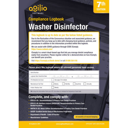 Washer Disinfector Compliance Logbook 